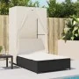 Double sun lounger with roof and black synthetic rattan curtains by , Loungers - Ref: Foro24-368099, Price: 280,24 €, Discoun...