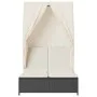 Tumbona doble con techo y cortinas ratán sintético negro de , Tumbonas - Ref: Foro24-368099, Precio: 265,18 €, Descuento: %
