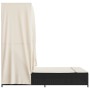 Tumbona doble con techo y cortinas ratán sintético negro de , Tumbonas - Ref: Foro24-368099, Precio: 231,73 €