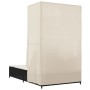 Tumbona doble con techo y cortinas ratán sintético negro de , Tumbonas - Ref: Foro24-368099, Precio: 231,73 €