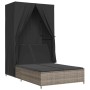 Doppel-Liegestuhl mit Dach und Vorhängen aus grauem synthetischem Rattan. von , Liegen - Ref: Foro24-368101, Preis: 260,33 €,...