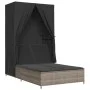 Double sun lounger with roof and gray synthetic rattan curtains by , Loungers - Ref: Foro24-368101, Price: 290,11 €, Discount: %