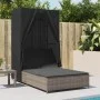 Double sun lounger with roof and gray synthetic rattan curtains by , Loungers - Ref: Foro24-368101, Price: 290,11 €, Discount: %