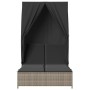 Double sun lounger with roof and gray synthetic rattan curtains by , Loungers - Ref: Foro24-368101, Price: 260,33 €, Discount: %