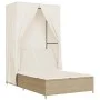 Double sun lounger with roof and beige synthetic rattan curtains by , Loungers - Ref: Foro24-368103, Price: 292,19 €, Discoun...