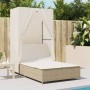 Doppel-Liegestuhl mit Dach und Vorhängen aus synthetischem Rattan in Beige. von , Liegen - Ref: Foro24-368103, Preis: 262,19 ...