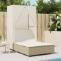 Double sun lounger with roof and beige synthetic rattan curtains by , Loungers - Ref: Foro24-368103, Price: 292,19 €, Discoun...