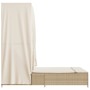 Doppel-Liegestuhl mit Dach und Vorhängen aus synthetischem Rattan in Beige. von , Liegen - Ref: Foro24-368103, Preis: 262,19 ...