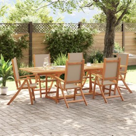 Garden dining set 7 pieces solid acacia wood and textilene by , Garden sets - Ref: Foro24-3279320, Price: 844,68 €, Discount: %