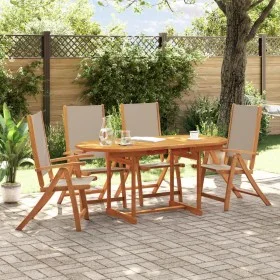 Garden dining set 5 pieces solid acacia wood and textilene by , Garden sets - Ref: Foro24-3279322, Price: 570,03 €, Discount: %