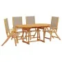Garten-Esszimmer-Set, 5-teilig, Massivholz Akazie und Textilene von , Gartensets - Ref: Foro24-3279322, Preis: 569,97 €, Raba...