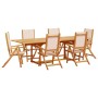 Juego comedor de jardín 7 pzas madera maciza acacia y textileno