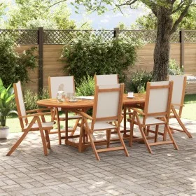 Garden dining set 7 pieces solid acacia wood and textilene by , Garden sets - Ref: Foro24-3279290, Price: 770,50 €, Discount: %