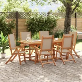Garden dining set 7 pieces solid acacia wood and textilene by , Garden sets - Ref: Foro24-3279317, Price: 785,27 €, Discount: %