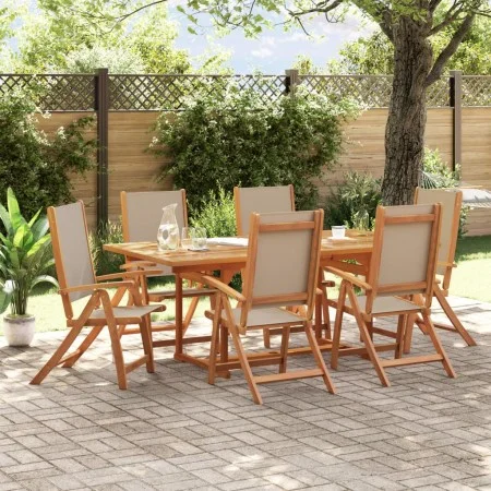 Juego comedor de jardín 7 pzas madera maciza acacia y textileno de , Conjuntos de jardín - Ref: Foro24-3279317, Precio: 785,2...