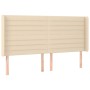 Cabecero con LED de tela color crema 163x16x118/128 cm