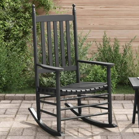 Rocking chair with curved solid black poplar wood seat by , Rocking chairs - Ref: Foro24-4008870, Price: 104,29 €, Discount: %
