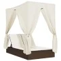 Double sun lounger with roof and brown synthetic rattan curtains by , Loungers - Ref: Foro24-368073, Price: 317,10 €, Discoun...