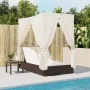 Double sun lounger with roof and brown synthetic rattan curtains by , Loungers - Ref: Foro24-368073, Price: 317,10 €, Discoun...