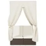 Double sun lounger with roof and brown synthetic rattan curtains by , Loungers - Ref: Foro24-368073, Price: 317,10 €, Discoun...