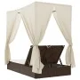 Double sun lounger with roof and brown synthetic rattan curtains by , Loungers - Ref: Foro24-368073, Price: 317,10 €, Discoun...