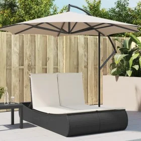 Double sun lounger with black synthetic rattan cushions by , Loungers - Ref: Foro24-368090, Price: 303,79 €, Discount: %