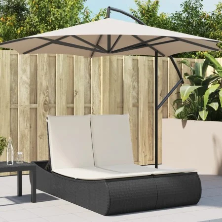 Double sun lounger with black synthetic rattan cushions by , Loungers - Ref: Foro24-368090, Price: 303,79 €, Discount: %