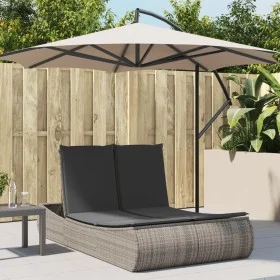 Double sun lounger with gray synthetic rattan cushions by , Loungers - Ref: Foro24-368092, Price: 313,44 €, Discount: %