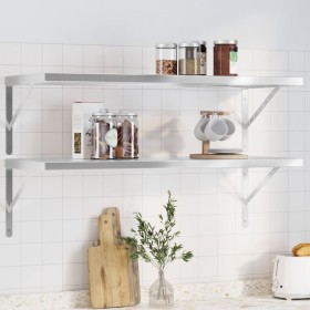 Wandregale 2 Stück Edelstahl silber 100x40x3 cm von , Regale und Regale - Ref: Foro24-30278, Preis: 70,29 €, Rabatt: %