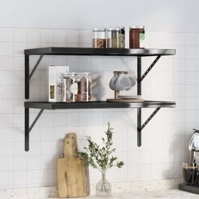 Wandregale 2 Stück Edelstahl schwarz 75x40x3 cm von , Regale und Regale - Ref: Foro24-30290, Preis: 51,07 €, Rabatt: %