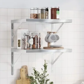 Estantes de pared 2 uds acero inoxidable plateado 50x40x3 cm de , Estantes y estanterías - Ref: Foro24-30284, Precio: 37,56 €...