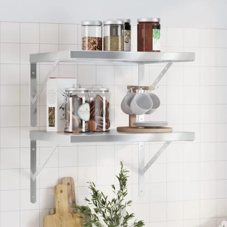 Wandregale 2 Stück Edelstahl silber 50x40x3 cm von , Regale und Regale - Ref: Foro24-30284, Preis: 37,56 €, Rabatt: %
