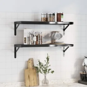Wandregale 2 Stück Edelstahl schwarz 75x23,5x3 cm von , Regale und Regale - Ref: Foro24-30292, Preis: 42,85 €, Rabatt: %