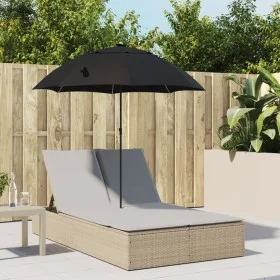Doppel-Liegestuhl mit Kissen und Sonnenschirm aus synthetischem Rattan in Beige. von , Liegen - Ref: Foro24-368084, Preis: 27...