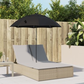 Double sun lounger with cushions and beige synthetic rattan umbrella by , Loungers - Ref: Foro24-368084, Price: 265,24 €, Dis...