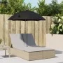 Double sun lounger with cushions and beige synthetic rattan umbrella by , Loungers - Ref: Foro24-368084, Price: 290,82 €, Dis...
