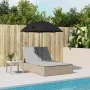 Double sun lounger with cushions and beige synthetic rattan umbrella by , Loungers - Ref: Foro24-368084, Price: 290,82 €, Dis...