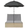 Doppel-Liegestuhl mit Kissen und Sonnenschirm aus synthetischem Rattan in Beige. von , Liegen - Ref: Foro24-368084, Preis: 27...