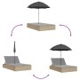 Double sun lounger with cushions and beige synthetic rattan umbrella by , Loungers - Ref: Foro24-368084, Price: 265,24 €, Dis...