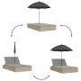 Double sun lounger with cushions and beige synthetic rattan umbrella by , Loungers - Ref: Foro24-368084, Price: 290,82 €, Dis...