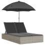 Doppelliege mit Kissen und Sonnenschirm aus hellem grauen Kunststoff-Rattan von , Liegen - Ref: Foro24-368086, Preis: 266,08 ...