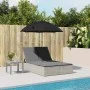 Doppelliege mit Kissen und Sonnenschirm aus hellem grauen Kunststoff-Rattan von , Liegen - Ref: Foro24-368086, Preis: 274,94 ...