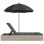 Double sun lounger with light gray synthetic rattan cushions and umbrella by , Loungers - Ref: Foro24-368086, Price: 275,24 €...