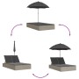 Doppelliege mit Kissen und Sonnenschirm aus hellem grauen Kunststoff-Rattan von , Liegen - Ref: Foro24-368086, Preis: 266,08 ...