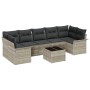 Conjunto de sofá de jardín 8 pcs Gris Claro Poliratán