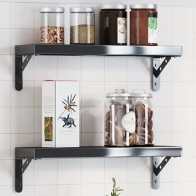 Regalträger 4 Stück Edelstahl Schwarz 15x2,5x11,5 cm von , Regale und Regale - Ref: Foro24-30301, Preis: 20,85 €, Rabatt: %