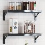 Set of 4 black stainless steel shelf brackets 15x2.5x11.5 cm by , Shelves and shelves - Ref: Foro24-30301, Price: 20,85 €, Di...