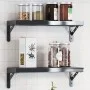 Set of 4 black stainless steel shelf brackets 15x2.5x11.5 cm by , Shelves and shelves - Ref: Foro24-30301, Price: 22,92 €, Di...