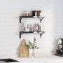 Set of 4 black stainless steel shelf brackets 15x2.5x11.5 cm by , Shelves and shelves - Ref: Foro24-30301, Price: 20,85 €, Di...