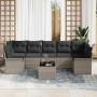 Conjunto de sofá de jardín 8 pcs Gris Claro Poliratán